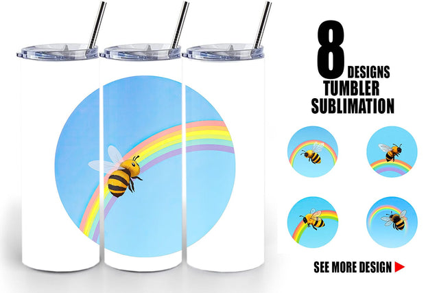 Tumbler Bee with Rainbow Sublimation artnoy 