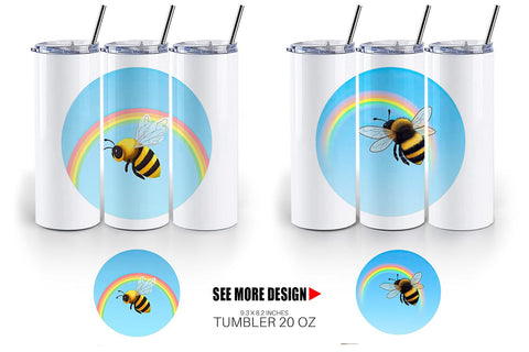 Tumbler Bee with Rainbow Sublimation artnoy 