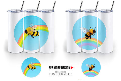 Tumbler Bee with Rainbow Sublimation artnoy 