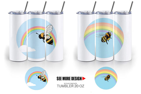 Tumbler Bee with Rainbow Sublimation artnoy 