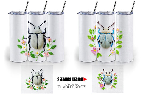 Tumbler Beetle Embroidery Sublimation artnoy 