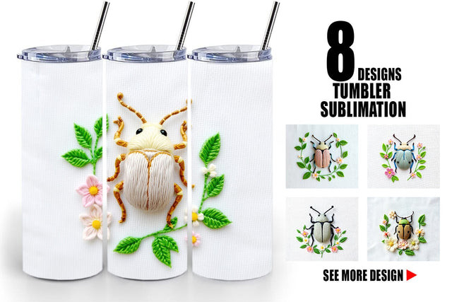 Tumbler Beetle Embroidery Sublimation artnoy 