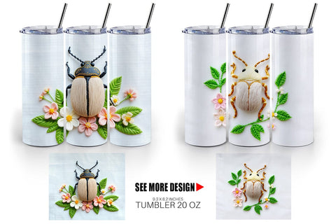 Tumbler Beetle Embroidery Sublimation artnoy 
