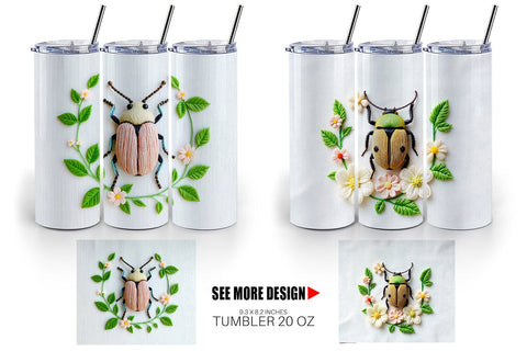 Tumbler Beetle Embroidery Sublimation artnoy 