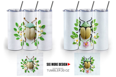 Tumbler Beetle Embroidery Sublimation artnoy 