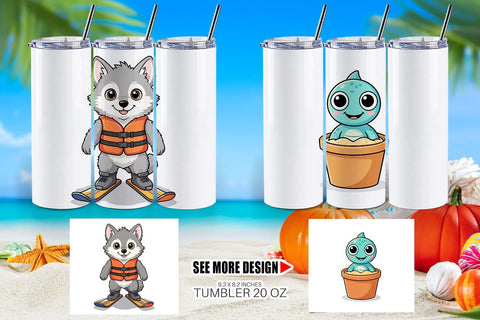 Tumbler Big Eye Summer Monster Surfing Sublimation artnoy 