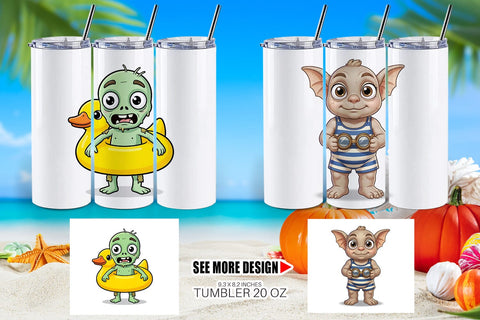 Tumbler Big Eye Summer Monster Surfing Sublimation artnoy 