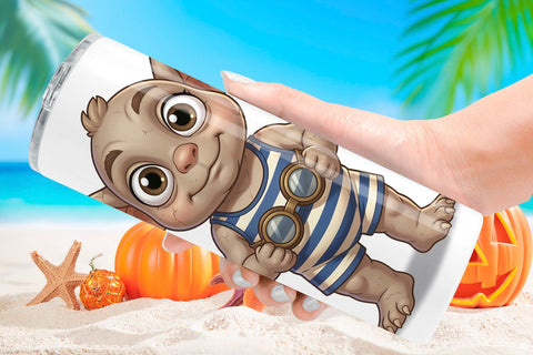 Tumbler Big Eye Summer Monster Surfing Sublimation artnoy 