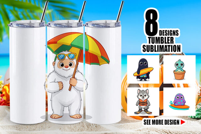 Tumbler Big Eye Summer Monster Surfing Sublimation artnoy 