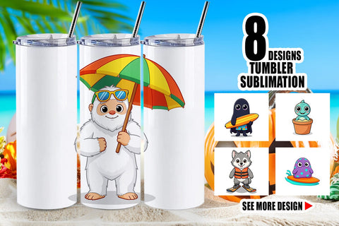 Tumbler Big Eye Summer Monster Surfing Sublimation artnoy 