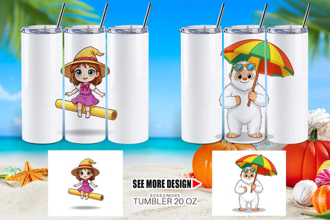 Tumbler Big Eye Summer Monster Surfing Sublimation artnoy 