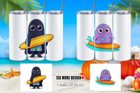 Tumbler Big Eye Summer Monster Surfing Sublimation artnoy 