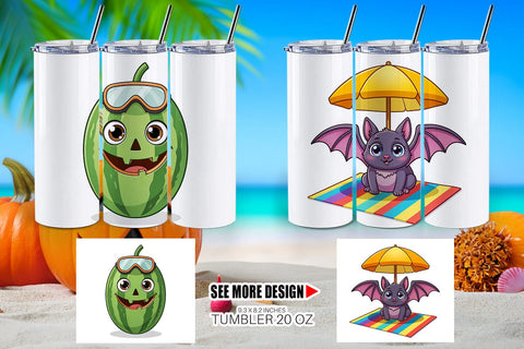 Tumbler Big Eye Summerween Beach Party Sublimation artnoy 