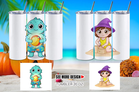 Tumbler Big Eye Summerween Beach Party Sublimation artnoy 