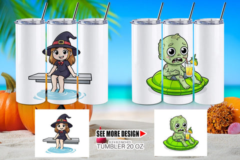 Tumbler Big Eye Summerween Pool Party Sublimation artnoy 
