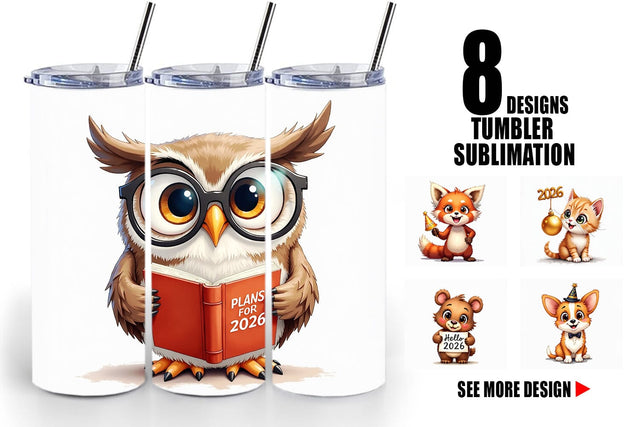 Tumbler Big-Eyed New Year's Animal Party 2026 Sublimation artnoy 