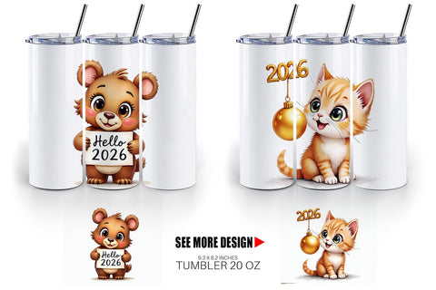 Tumbler Big-Eyed New Year's Animal Party 2026 Sublimation artnoy 