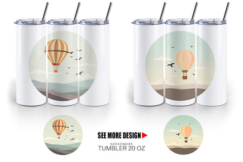 Tumbler Bird Hot Air Balloon Sublimation artnoy 