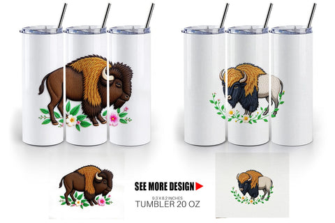Tumbler Bison Embroidery Sublimation artnoy 