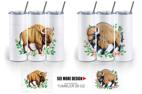Tumbler Bison Embroidery Sublimation artnoy 