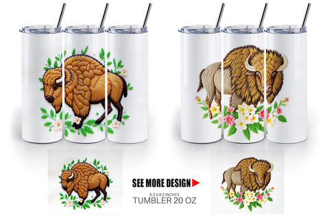 Tumbler Bison Embroidery Sublimation artnoy 