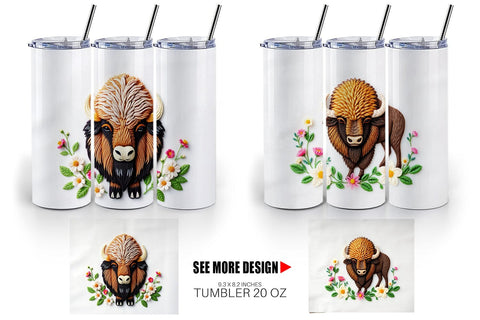 Tumbler Bison Embroidery Sublimation artnoy 
