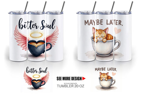 Tumbler Bitter Coffee Goth Sarcastic Quotes Sublimation artnoy 