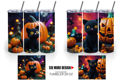 Tumbler Black Cat Knitted Sublimation artnoy 