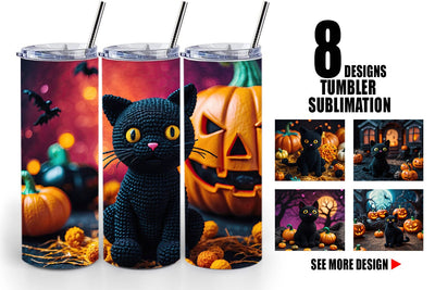 Tumbler Black Cat Knitted Sublimation artnoy 
