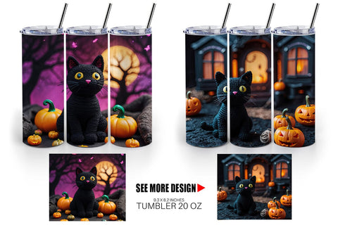 Tumbler Black Cat Knitted Sublimation artnoy 
