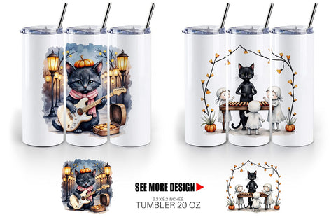 Tumbler Black Cat Tunes Sublimation artnoy 