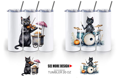 Tumbler Black Cat Tunes Sublimation artnoy 