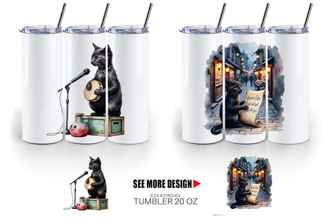 Tumbler Black Cat Tunes Sublimation artnoy 