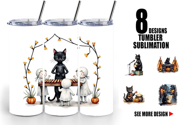 Tumbler Black Cat Tunes Sublimation artnoy 