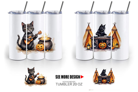 Tumbler Black Cat Tunes Sublimation artnoy 