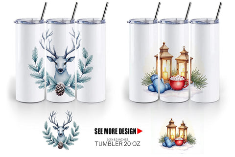 Tumbler Blue Christmas Sublimation artnoy 
