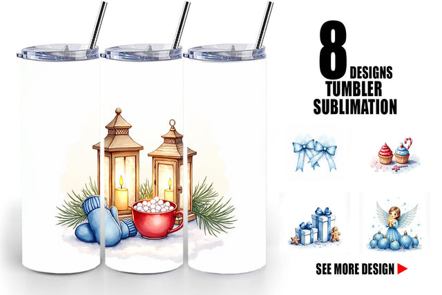 Tumbler Blue Christmas Sublimation artnoy 