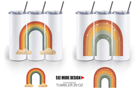 Tumbler Boho Autumn Rainbows Sublimation artnoy 