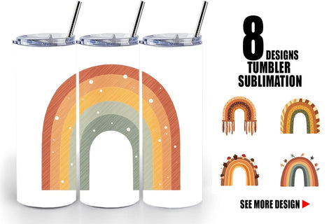 Tumbler Boho Autumn Rainbows Sublimation artnoy 