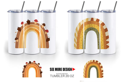 Tumbler Boho Autumn Rainbows Sublimation artnoy 