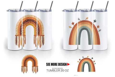 Tumbler Boho Autumn Rainbows Sublimation artnoy 