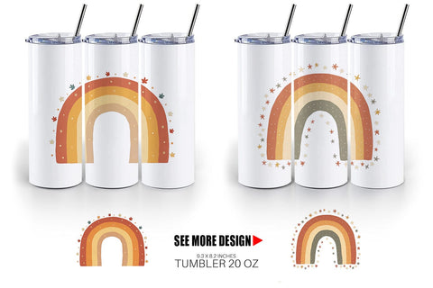 Tumbler Boho Autumn Rainbows Sublimation artnoy 