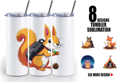 Tumbler Boho Camping Animals Sublimation artnoy 