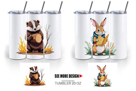 Tumbler Boho Camping Animals Sublimation artnoy 