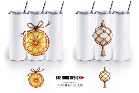 Tumbler Boho Chic Watercolor Christmas & Ornaments Sublimation artnoy 