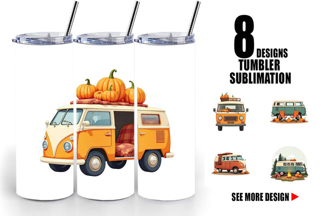 Tumbler Boho Fall Camper Sublimation artnoy 