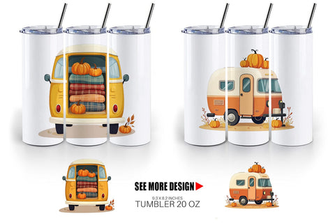 Tumbler Boho Fall Camper Sublimation artnoy 