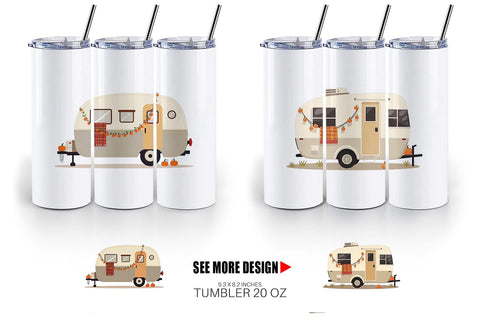 Tumbler Boho Fall Camper Sublimation artnoy 