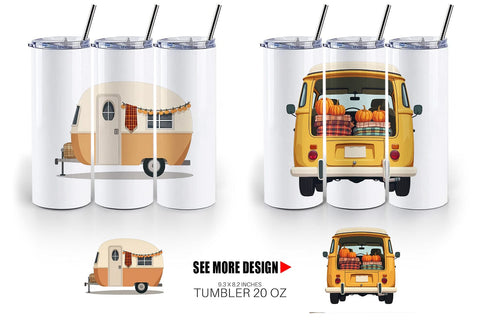 Tumbler Boho Fall Camper Sublimation artnoy 