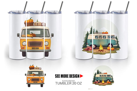 Tumbler Boho Fall Camper Sublimation artnoy 